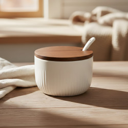 Sugar Bowl with Wooden Lid